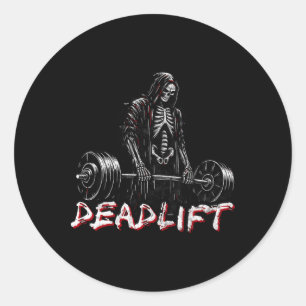 Deadlift Skeleton Halloween Gym Jokes Weightliftin Classic Round Sticker