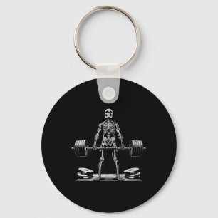 Deadlift Skeleton Halloween Gym Jokes Weightliftin Key Ring
