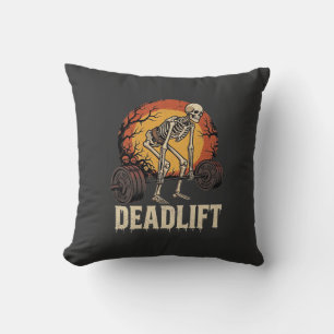 Deadlift Skeleton Halloween Gym Workout Design Cushion