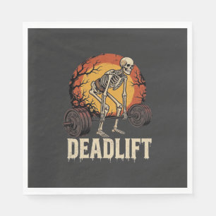 Deadlift Skeleton Halloween Gym Workout Design Napkin