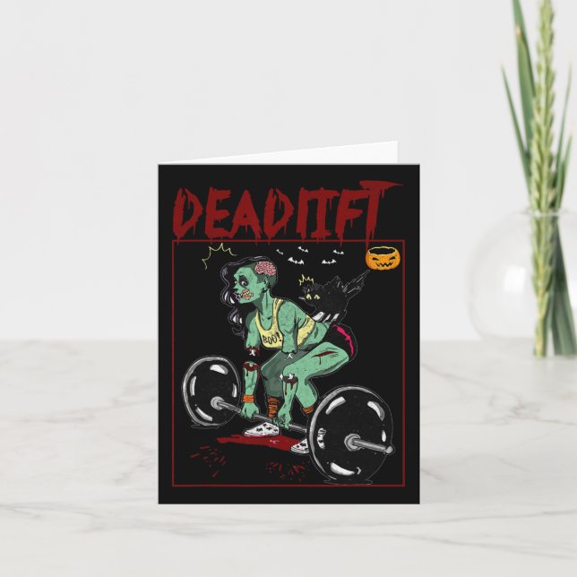 Deadlift Skeleton Weightlifter Bodybuilder Workout Card (Front)