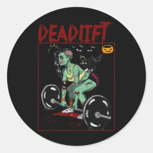 Deadlift Skeleton Weightlifter Bodybuilder Workout Classic Round Sticker