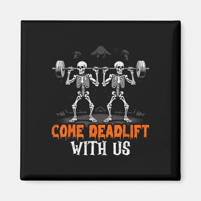 Deadlift Skeleton Weightlifter Bodybuilder Workout Magnet (Front)