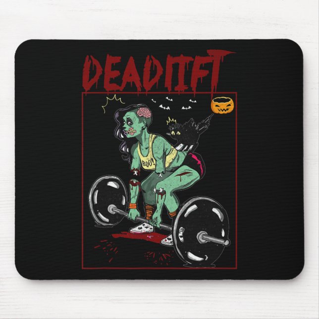 Deadlift Skeleton Weightlifter Bodybuilder Workout Mouse Pad (Front)