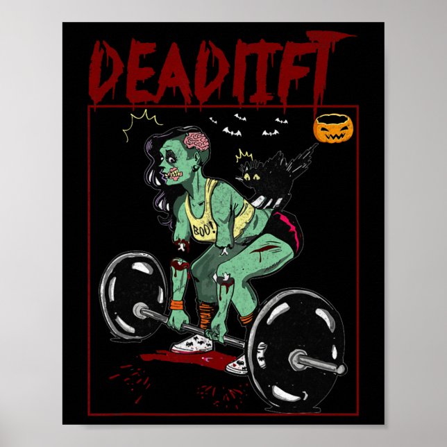 Deadlift Skeleton Weightlifter Bodybuilder Workout Poster (Front)