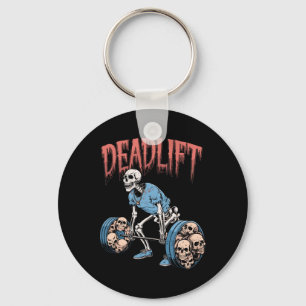 Deadlift Skull Skeleton Workout Powerlifting Gym L Key Ring