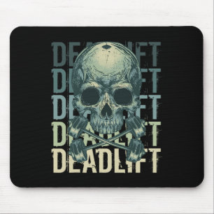 Deadlift Skull Skeleton Workout Powerlifting Gym L Mouse Pad