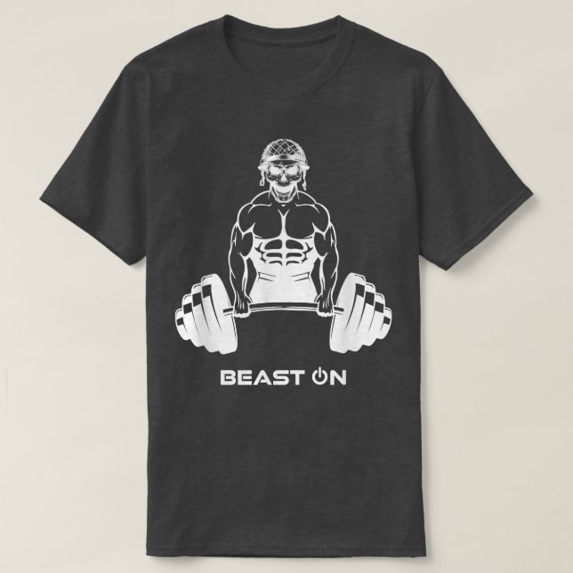 Deadlift Soldier  Beast On  Gym Motivation Fitness T-Shirt (Design Front)
