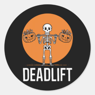 Deadlift Spooky Weightlifting Workout  Classic Round Sticker