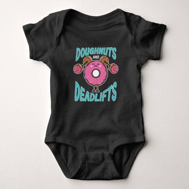 Deadlift Workout Donut dumbbell Weightlifting Baby Bodysuit (Front)