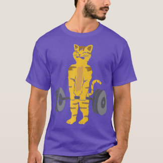 Deadlifting Cat Weightlifters Gym Workout Funny T-Shirt