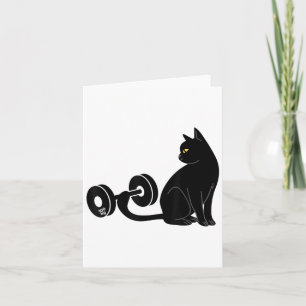 Deadlifting Cat Workout Gym Fitness Exercise Weigh Card