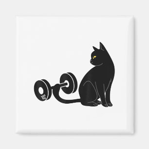 Deadlifting Cat Workout Gym Fitness Exercise Weigh Magnet