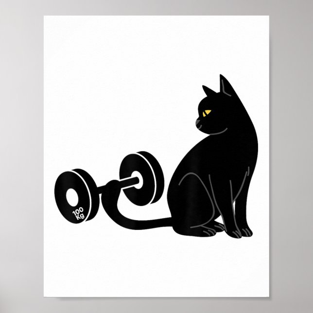 Deadlifting Cat Workout Gym Fitness Exercise Weigh Poster (Front)