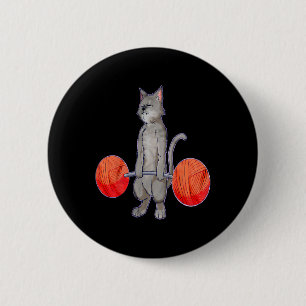 Deadlifting Grey Cat Weightlifting Bodybuilding Fi 6 Cm Round Badge