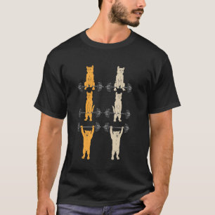 Deadlifting Gym Fitness Workout Exercise Funny Cat T-Shirt