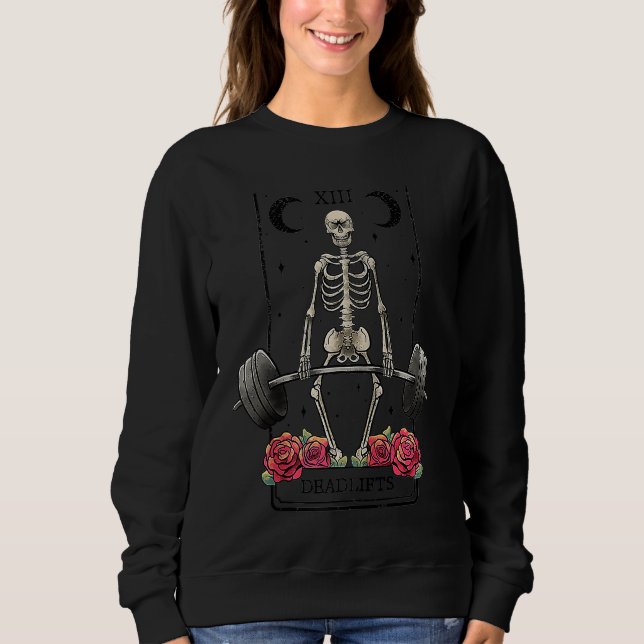 Deadlifts Tarot Card Occult Workout Esoteric Gothi Sweatshirt (Front)