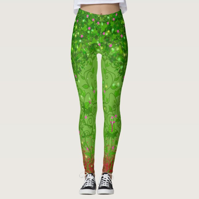 Deadly Green Nature Goddess Halloween Leggings (Front)