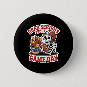 Deadly Serious Football Skeleton With Snacks For H 6 Cm Round Badge