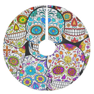 Dead's Day: Vibrant Mexican Patterns. Brushed Polyester Tree Skirt