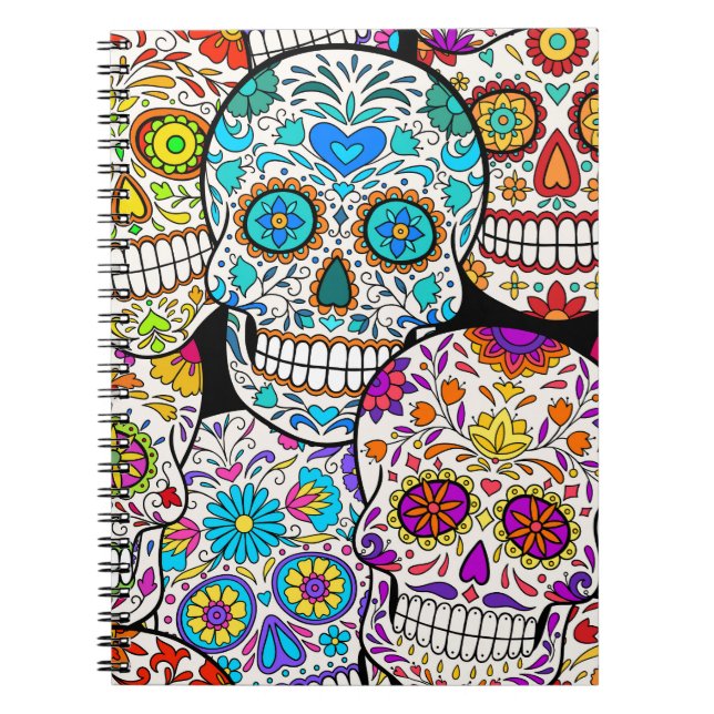 Dead's Day: Vibrant Mexican Patterns. Notebook (Front)