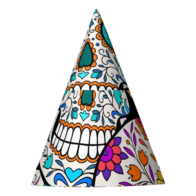 Dead's Day: Vibrant Mexican Patterns. Party Hat (Front)