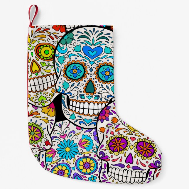 Dead's Day: Vibrant Mexican Patterns. Small Christmas Stocking (Front)
