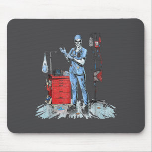 Deadside Nurse Blue Scrubs Funny Skeleton Doctor M Mouse Pad