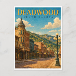 Deadwood South Dakota Main Street GeoSaga Postcard