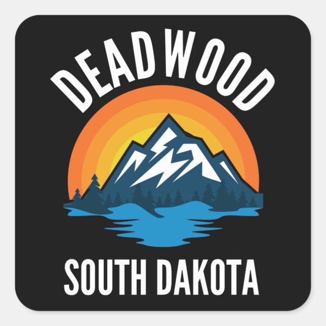 Deadwood South Dakota Mountain Square Sticker (Front)