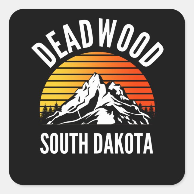 Deadwood South Dakota Mountain Square Sticker (Front)