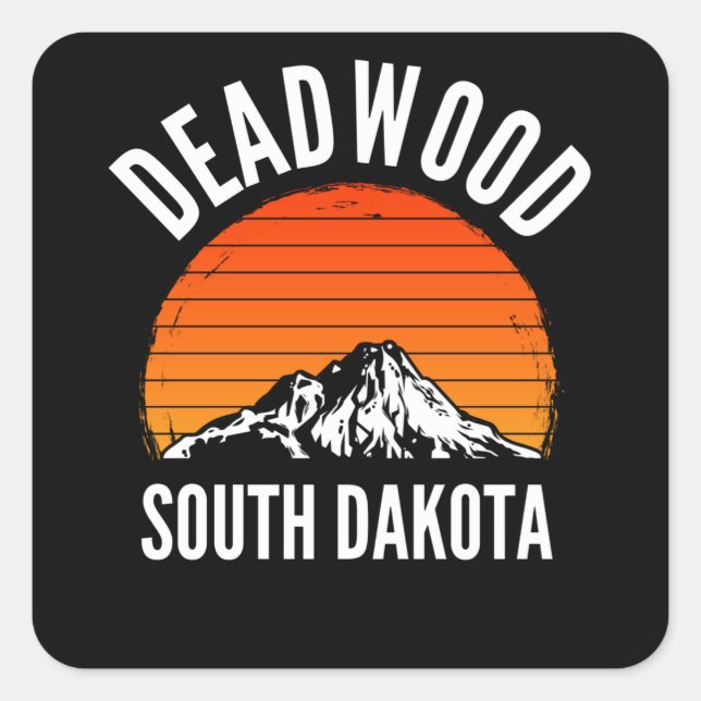 Deadwood South Dakota Mountain Square Sticker (Front)