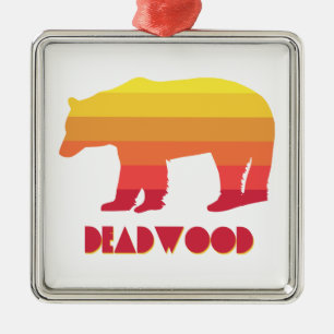 Deadwood South Dakota Rainbow Bear Metal Ornament