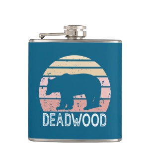 Deadwood South Dakota Retro Bear Hip Flask