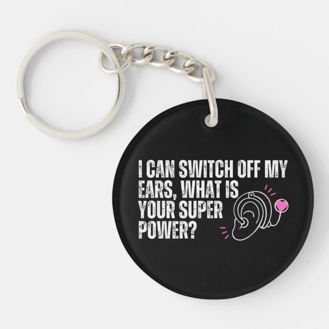Deaf Awareness - Cochlear Implant Super Power Key Ring (Front)