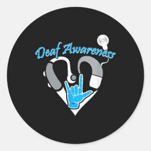 Deaf Awareness Hearing Aid Asl Cochlear Implant Classic Round Sticker