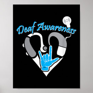 Deaf Awareness Hearing Aid Asl Cochlear Implant  Poster