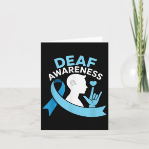 Deaf Awareness Month Blue Ribbon Asl Cochlear Impl Card