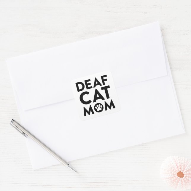 Deaf Cat Mum Square Sticker (Envelope)