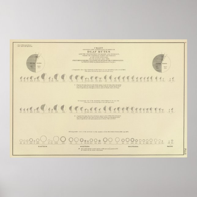 Deaf Mutes, Statistical US Lithograph 1870 Poster (Front)