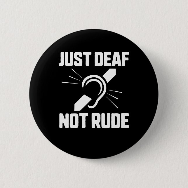 Deaf Not Rude Deaf Awareness Yellow Ribbon Asl Lan 6 Cm Round Badge (Front)