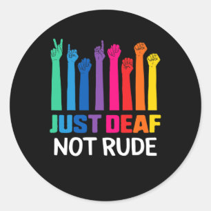 Deaf Not Rude Deaf Awareness Yellow Ribbon Asl Lan Classic Round Sticker
