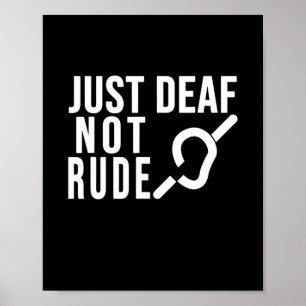 Deaf Not Rude Deaf Awareness Yellow Ribbon Asl Lan Poster