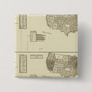Deaf, Paupers, Prisoners statistical map 15 Cm Square Badge
