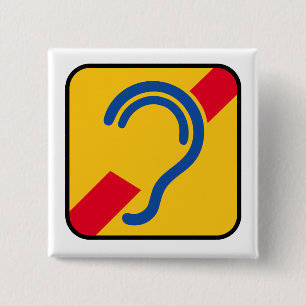 Deaf. Poor hearing, deafness, Limited hearing. 15 Cm Square Badge