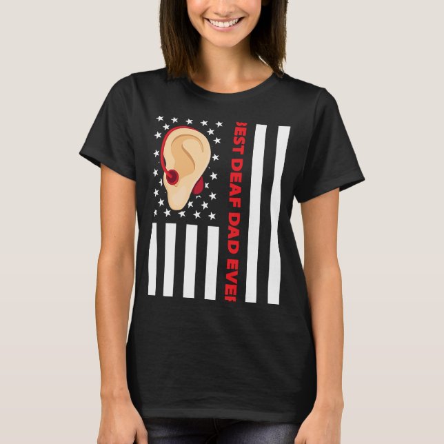 Deaf Pride ASL Hand Gesture Hearing Aid Hand Sign  T-Shirt (Front)
