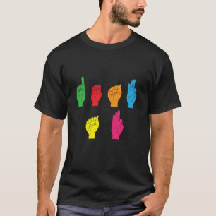Deaf Pride ASL Hand Gesture Hearing Aid Hand Sign  T-Shirt