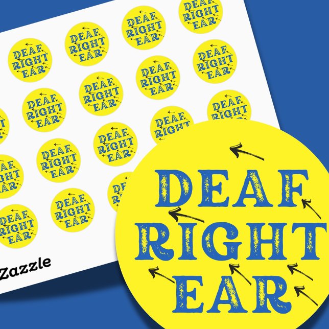 Deaf Right Ear Hard of Hearing Deafness  Classic Round Sticker (Creator Uploaded)