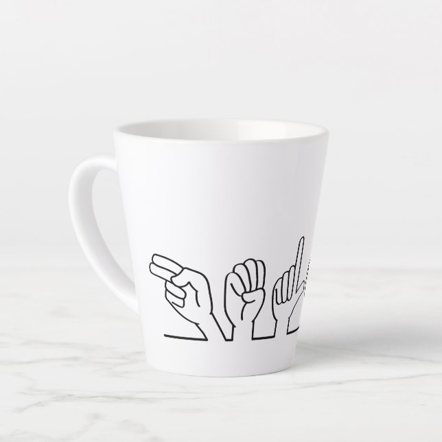 Deaf, sign-language hello. Budget or greeting Latte Mug (Left Angle)