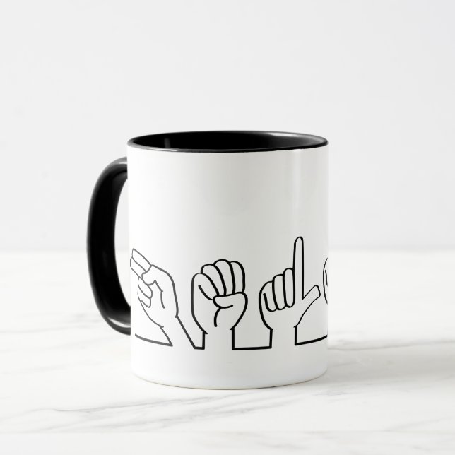 Deaf, sign-language hello. Budget or greeting Mug (Front Left)